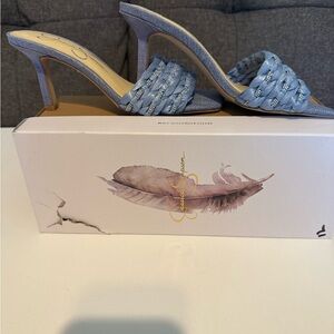 Jessica Simpson Light Blue Braided Slide Heels